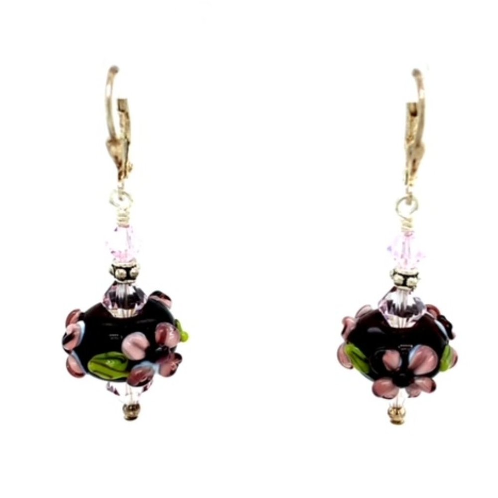 Sterling Hand Crafted Glass/Crystal Earrings
